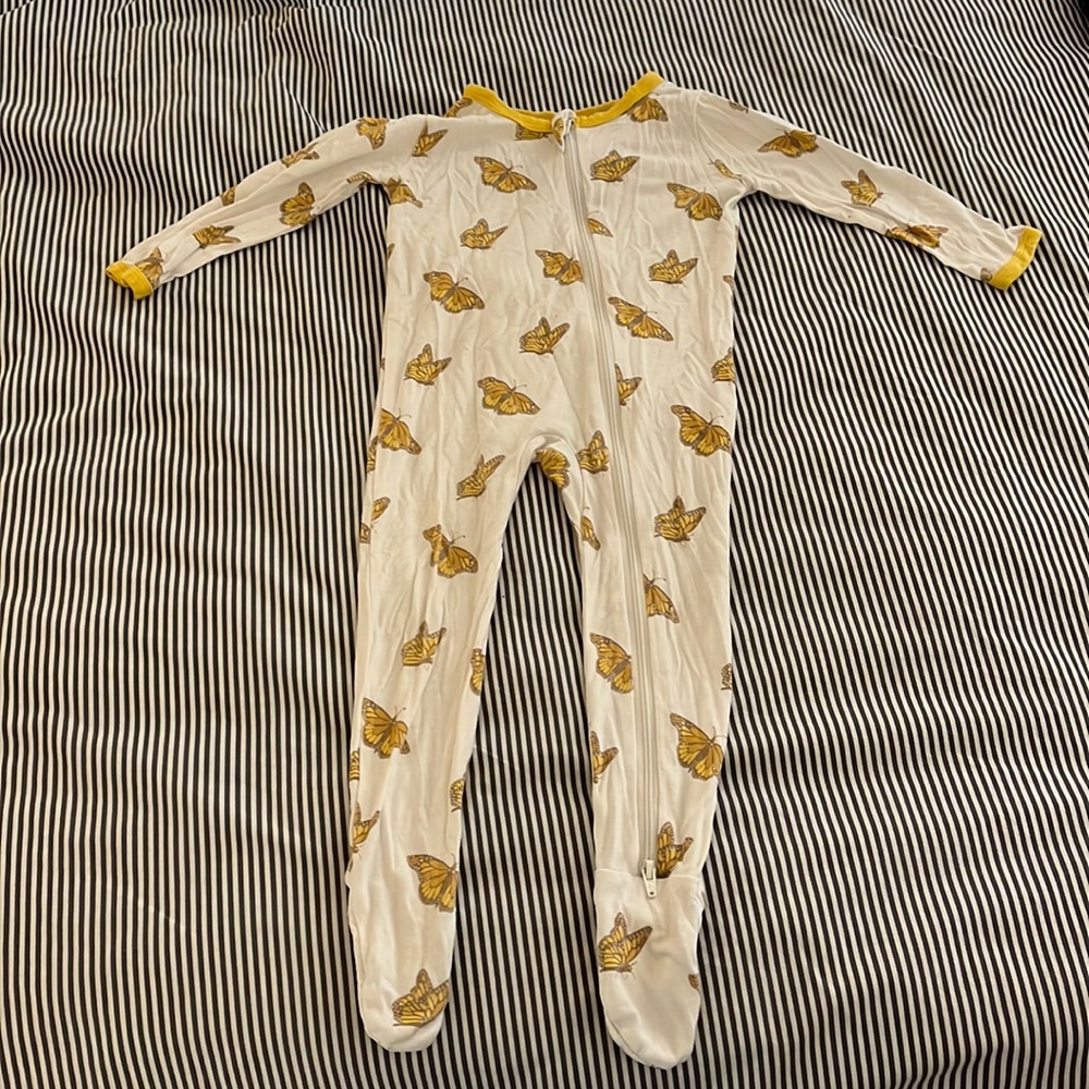 Kyte bamboo footie, 12-18 months, limited edition butterfly print
